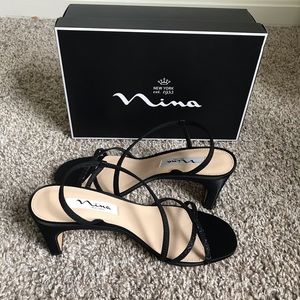 Black glitter dress sandals BNWT